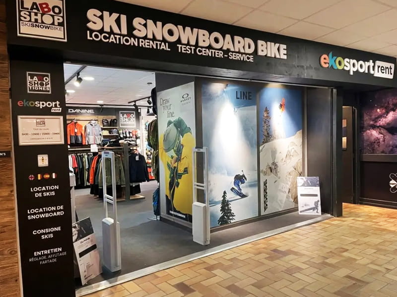 Magasin de location de ski Ekosport-Rent Laboshop à Galerie du Palafour, Niveau 0, Tignes Le Lac