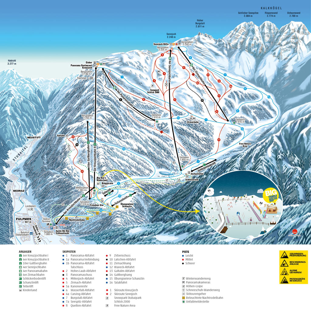 Skimap Telfes im Stubai