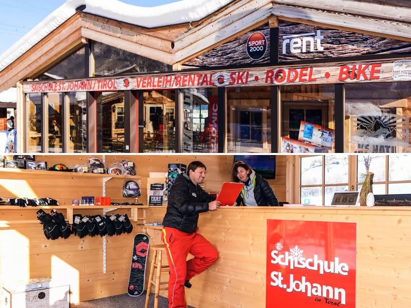 Magasin de location de ski Skiverleih - Skischule St. Johann à Speckbacherstrasse 75, St. Johann i. Tirol